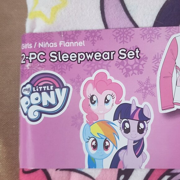 American Marketing My Little Pony Girls Flannel Pink White Poly 2pc Pajama 4/5 - Picture 3 of 16